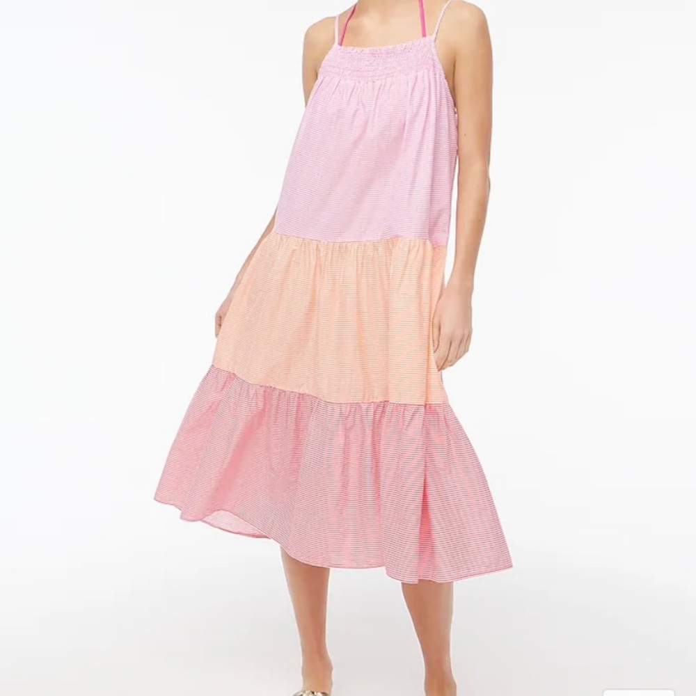 J crew factory smocked midi dress coverup NWT